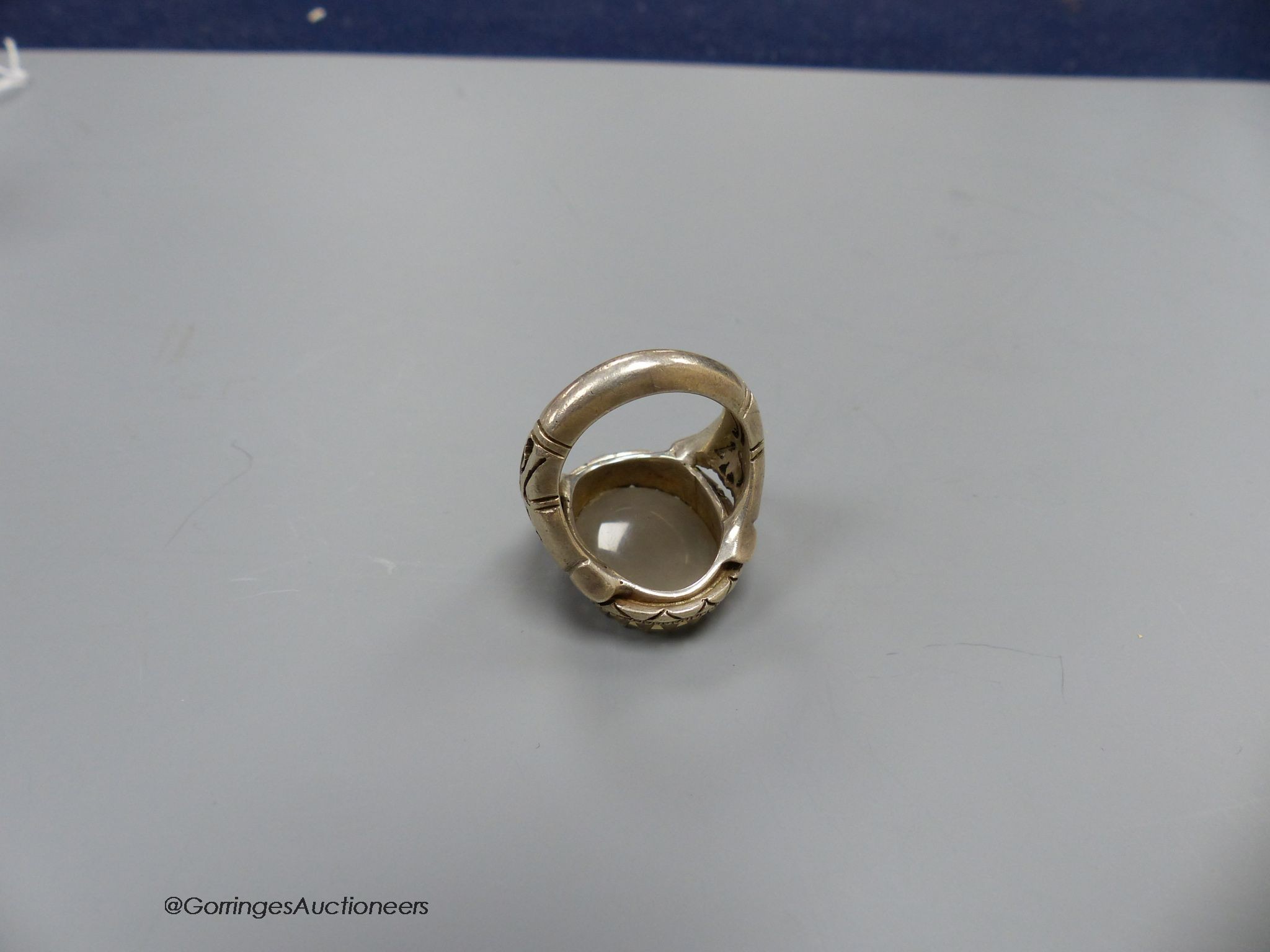 An Arabic hardstone intaglio ring